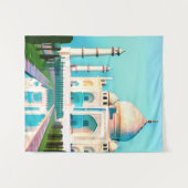 ザタージマハルが明け方の空の下 タペストリー (正面(横))