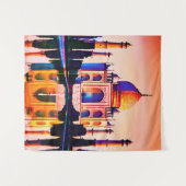 ザタージマハルと夕焼けの空 タペストリー (正面(横))