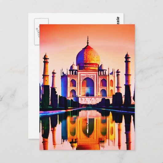 ザタージマハルと夕焼けの空 ポストカード (正面/裏面)