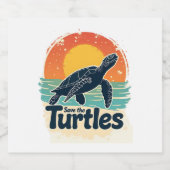 ザタ救ルムライツウミガメレトロセント スパークリングワインラベル (シングルラベル)