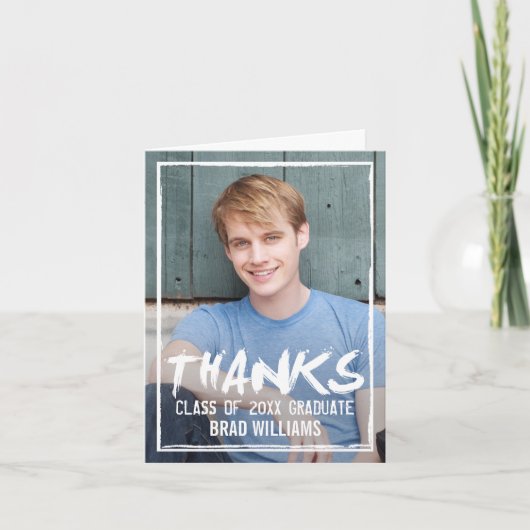 ザタ絵を描ウンの卒業サンキューカード サンキューカード (正面)