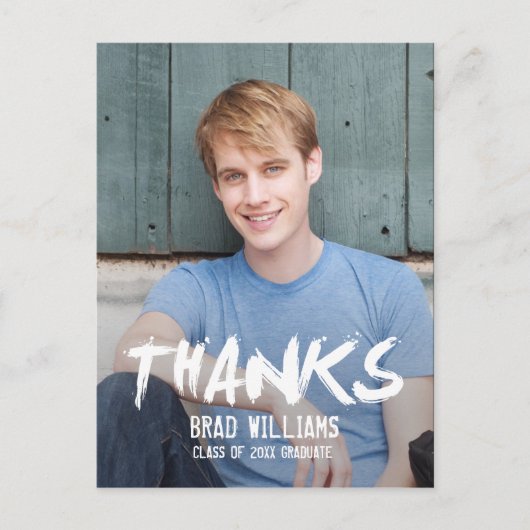 ザタ絵を描ウンの卒業サンキューカード ポストカード (正面)