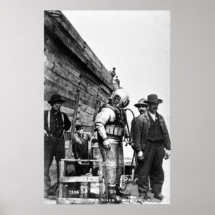 ザダイバーヴィンテージ懸命ハットスキューバ ポスター