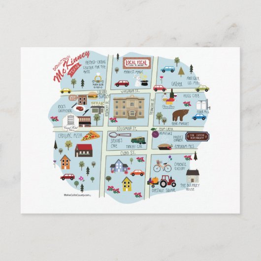 ザダウンタウンマッキニーテキサス州葉書 ポストカード (正面)