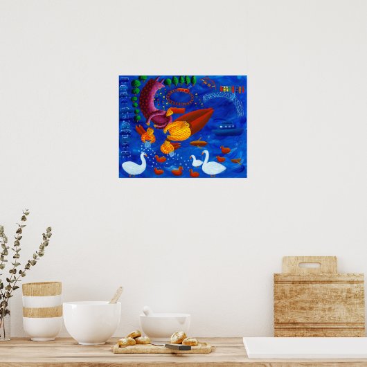 ザダックス食べ物を与えアクリル絵画アートプリント ポスター (キッチン)