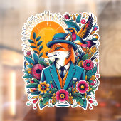 ザダッパーキツネとカラフルの花 ウィンドウサイン (シート2)