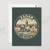 ザダルクロアチアイラストレーショントラベルアートバッジ ポストカード (正面/裏面)
