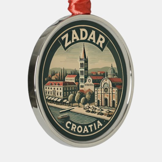 ザダルクロアチアイラストレーショントラベルアートバッジ メタルオーナメント (右)