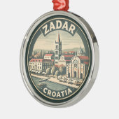 ザダルクロアチアイラストレーショントラベルアートバッジ メタルオーナメント (左)