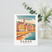 ザダルクロアチアイラストレーショントラベルアートヴィンテージ ポストカード (スタンド正面)