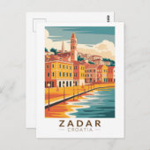 ザダルクロアチアイラストレーショントラベルアートヴィンテージ ポストカード (正面/裏面)