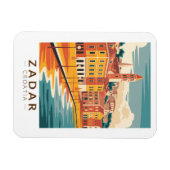 ザダルクロアチアイラストレーショントラベルアートヴィンテージ マグネット (横)