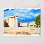 ザダルクロアチアワーターカラーパノラマビュー ポストカード (正面)
