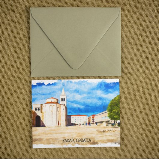 ザダルクロアチアワーターカラーパノラマビュー ポストカード