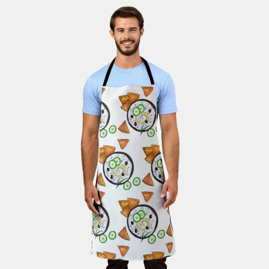 ザチキギリシャのメゼディップフードギ地中海のリシャ エプロン (着用した状態)