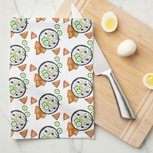 ザチキギリシャのメゼディップフードギ地中海のリシャ キッチンタオル (四つ折り)