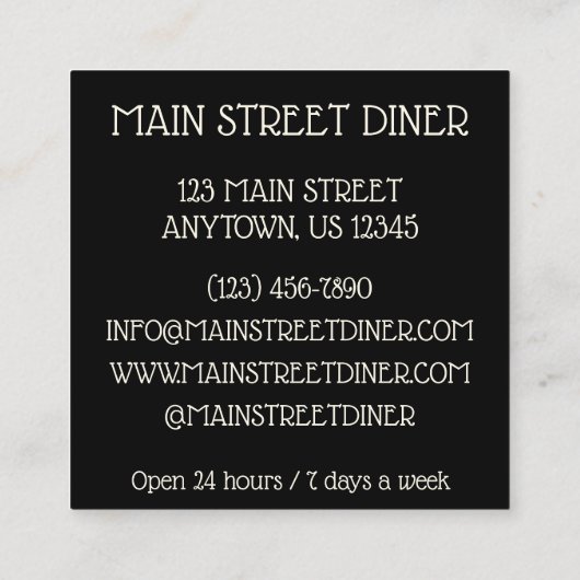 ザチキギリシャのメゼディップフードギ地中海のリシャ スクエア名刺 (裏面)