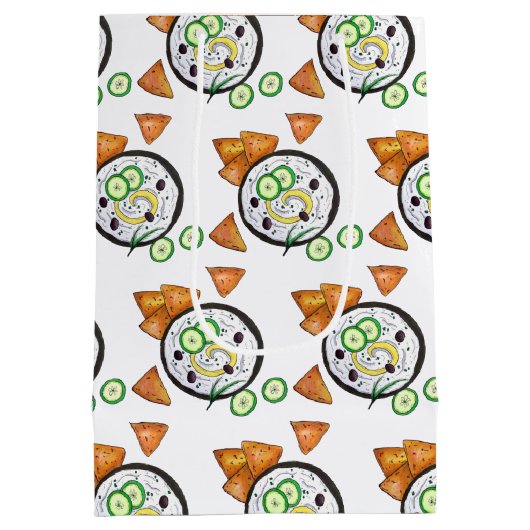 ザチキギリシャのメゼディップフードギ地中海のリシャ ミディアムペーパーバッグ (裏面)