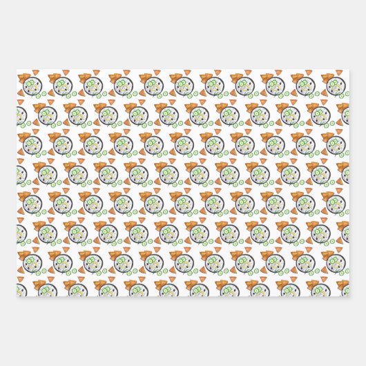 ザチキギリシャのメゼディップフードギ地中海のリシャ ラッピングペーパーシート (正面)