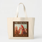 ザチキンウィスパーおもしろいラー鶏の愛鳥 ラージトートバッグ (正面)