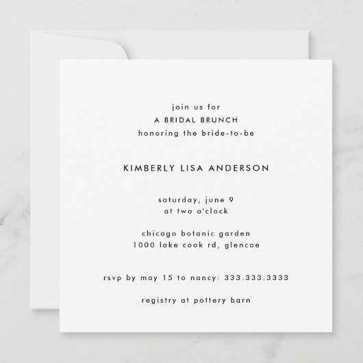 ザチャンパポップ・アートのンピンクカリグラフィーブライダルシャワー 招待状 (裏面)