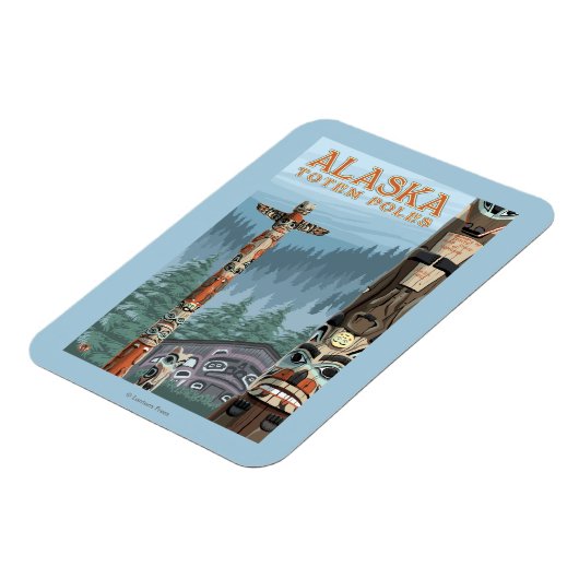 ザックスマントーテムヴィレッジヴィンテージトラベルポスター マグネット (左側)