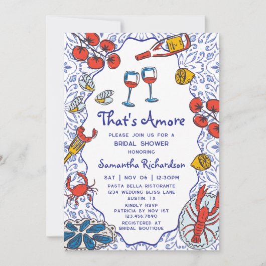 ザッツ アモーレ イタリアン メディテレーニアン ブライズシャワー 招待状 (正面)