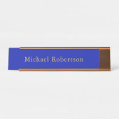 ザッフルブルー金ゴールドカラープロフェッショナルトレンディー モダン デスクネームプレート (正面)