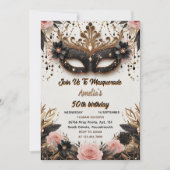 ザツツブラック金ゴールドシックな仮装50誕生日 招待状 (正面)