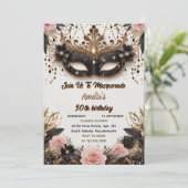 ザツツブラック金ゴールドシックな仮装50誕生日 招待状 (スタンド正面)