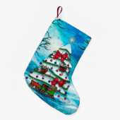 ザツリークリスマスフォークアート スモールクリスマスストッキング (正面 (吊り時))