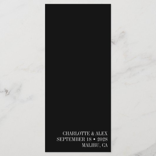 ザディナーユニーク白黒タイポグラフィ結婚ズ メニュー (裏面)