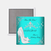 ザデイトスウィート16ティール(緑がかった色)ハイヒールシューズティアラ マグネット (正面/裏面)