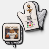 ザデイリーレシピオーブンミットとポットホルダー 鍋つかみ&鍋敷きセット (正面/裏面)