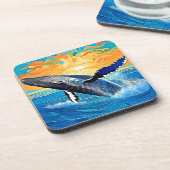 ザトウクジラのサンセットリープアート コースター (左側)
