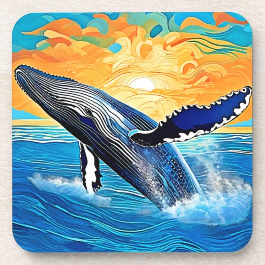 ザトウクジラのサンセットリープアート コースター (正面)