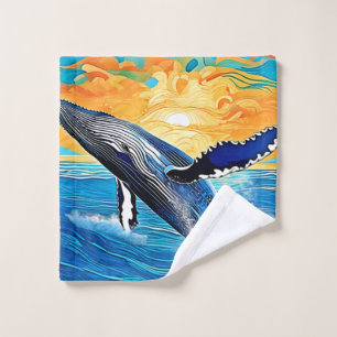 ザトウクジラのサンセットリープアート バスタオルセット