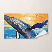 ザトウクジラのサンセットリープアート バスタオルセット (ハンドタオル)