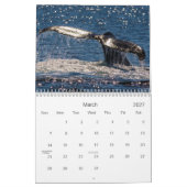 ザトウクジラのサーファーの楽園の太平洋 カレンダー (3月 2027)
