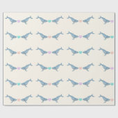 ザトウクジラのレインボーハートギフトラッピング紙 ラッピングペーパー (フラット)