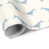 ザトウクジラのレインボーハートギフトラッピング紙 ラッピングペーパー (ロールコーナー)