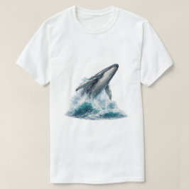 ザトウクジラの水彩画 オーシャンウエーブ Tシャツ