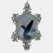 ザトウクジラの破ること スノーフレークピューターオーナメント (左)