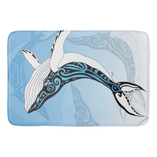 ザトウクジラの種族の青い芸術 バスマット (正面)