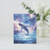 ザトウクジラの飛沫 ピンク銀河の夜空 ポストカード (スタンド正面)