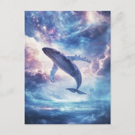 ザトウクジラの飛沫 ピンク銀河の夜空 ポストカード (正面)