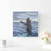 ザトウクジラのSpyhops |の希望湾、南極大陸 スクエア壁時計 (ホーム)