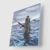 ザトウクジラのSpyhops |の希望湾、南極大陸 スクエア壁時計 (傾斜)