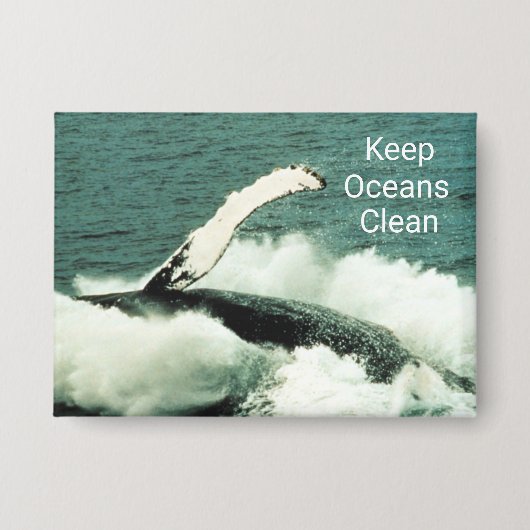 ザトウクジラ美しいブリーチング:ボタン 缶バッジ (正面)