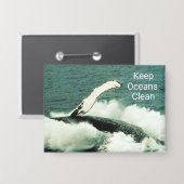 ザトウクジラ美しいブリーチング:ボタン 缶バッジ (正面/裏面)